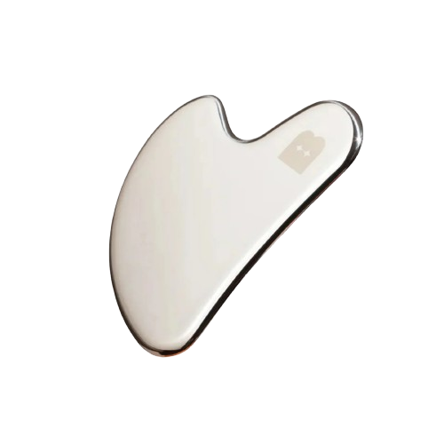 A sleek, stainless steel Gua Sha designed to lift, sculpt, and revitalise the skin. Crafted for cooling precision, it helps relieve facial tension, boost circulation, and enhance lymphatic drainage for a naturally contoured, radiant complexion. The smooth ergonomic shape glides effortlessly along the skin, making it a luxurious addition to any self-care ritual.